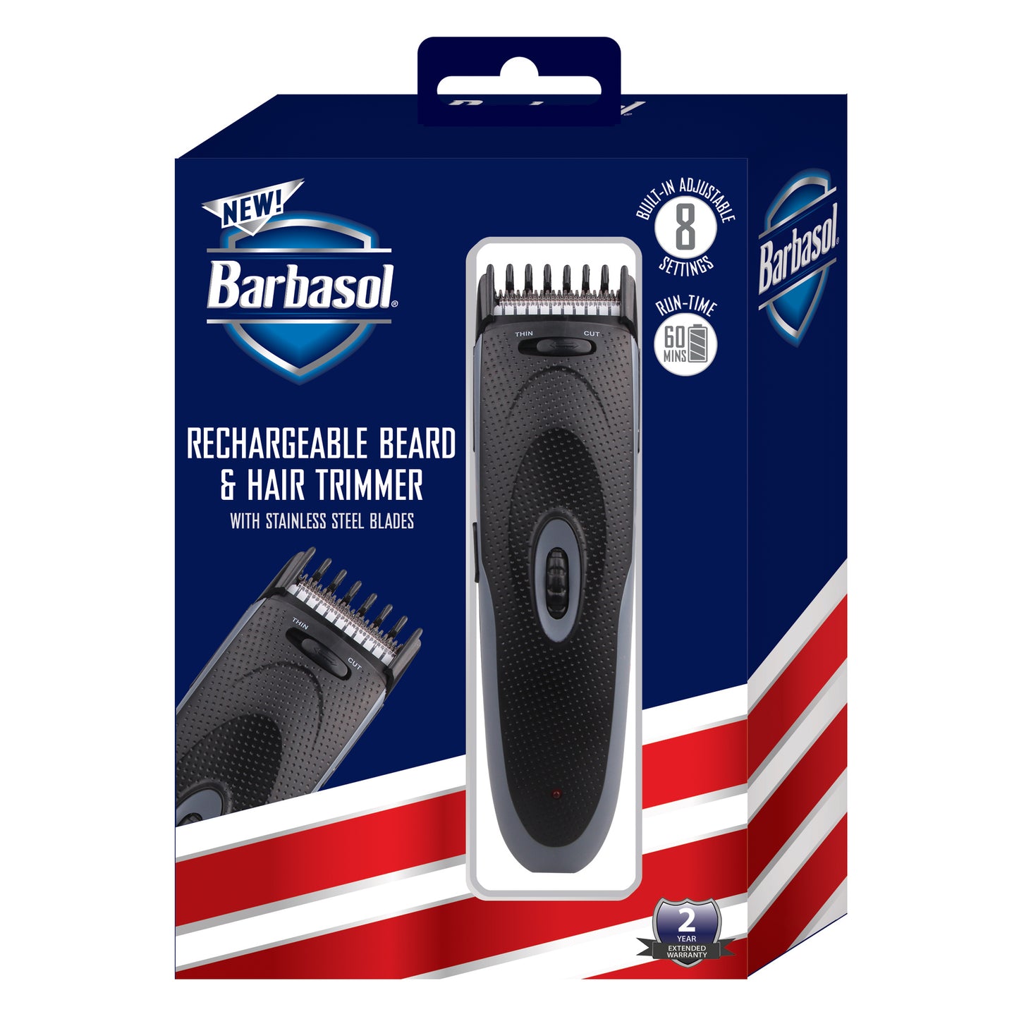 Rechargeable Hair and Beard Trimmer with Stainless Steel Blades