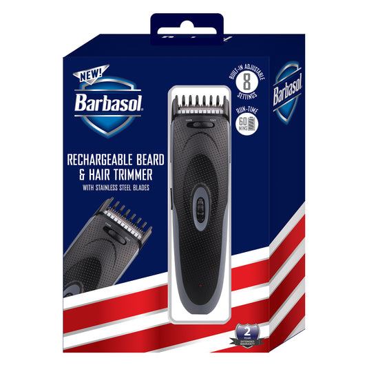 Rechargeable Hair and Beard Trimmer with Stainless Steel Blades