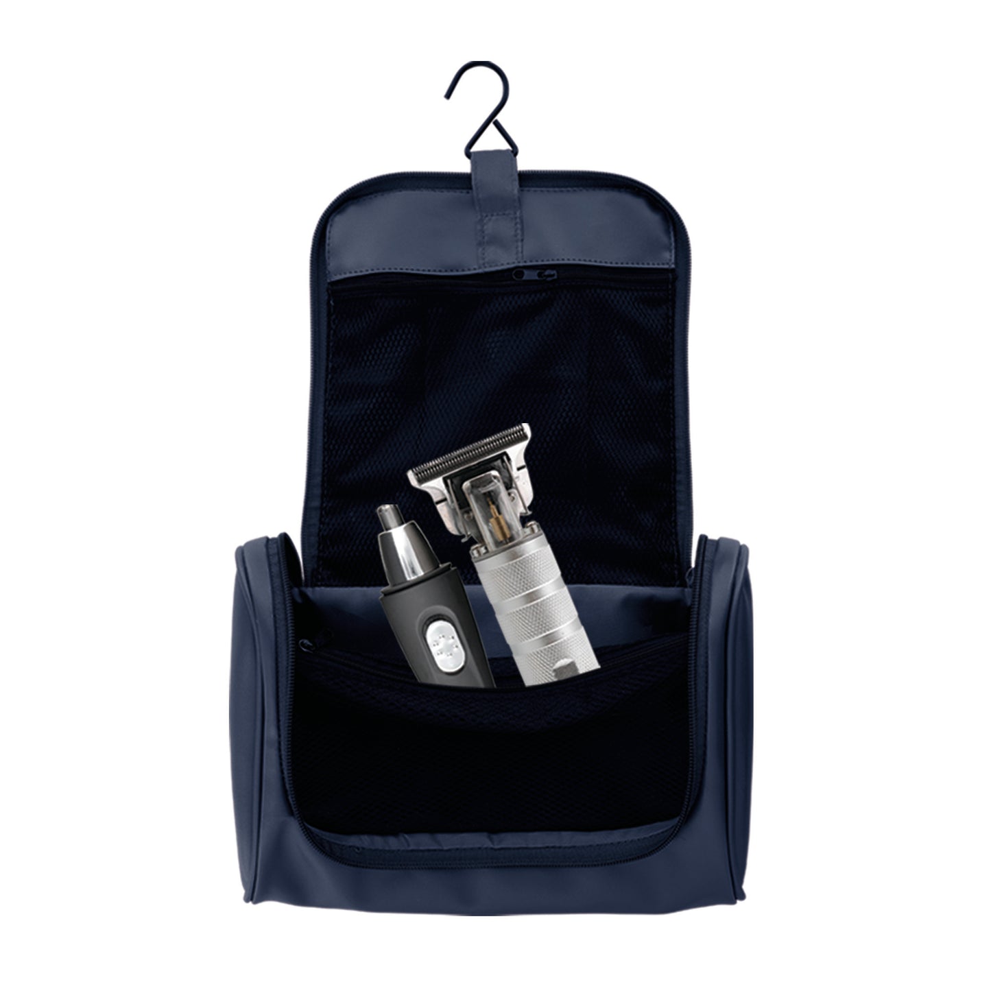 Deluxe Travel Grooming Kit: Rechargeable T Blade Shaver, Ear and Nose Trimmer, Manicure Set, and Hanging Travel Bag