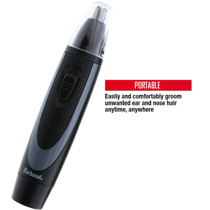 Men's Nose & Ear Hair Trimmer with Stainless Steel Blades - Waterproof, Portable Groomer for Beard & Sideburns