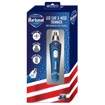 Barbasol Light Up Ear & Nose Trimmer  
Wet and Dry
Non Slip Grip