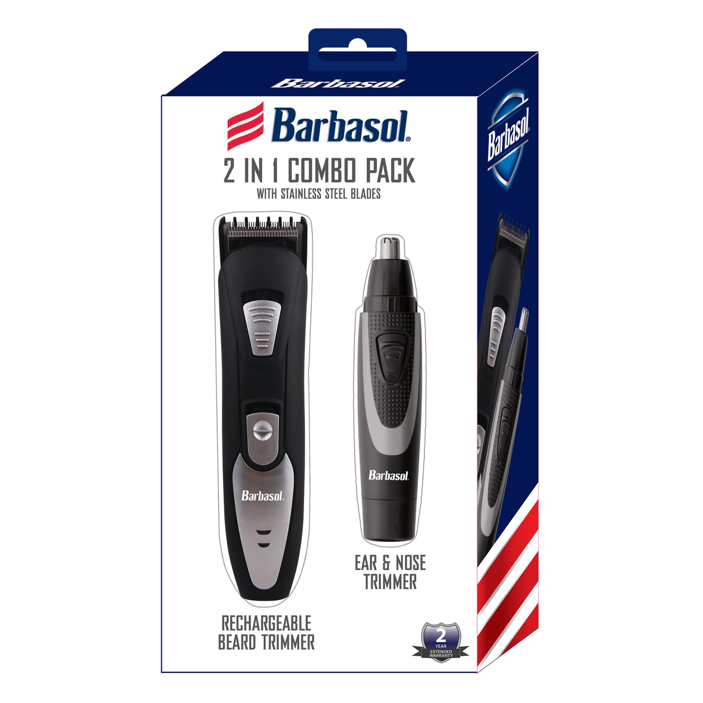2 Trimmers In 1 Combo Pack, Rechargeable Beard Trimmer and Ear Nose Trimmer