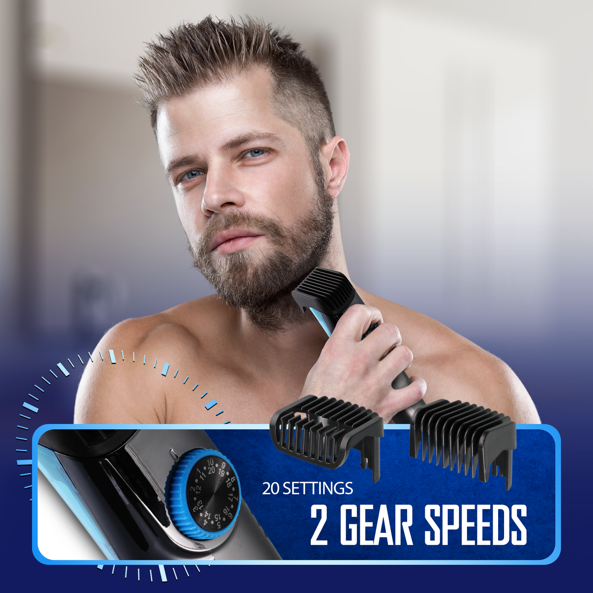Vacuum Beard Trimmer for Men, Self-Vacuuming Hair, Beard, Sideburns & Mustache