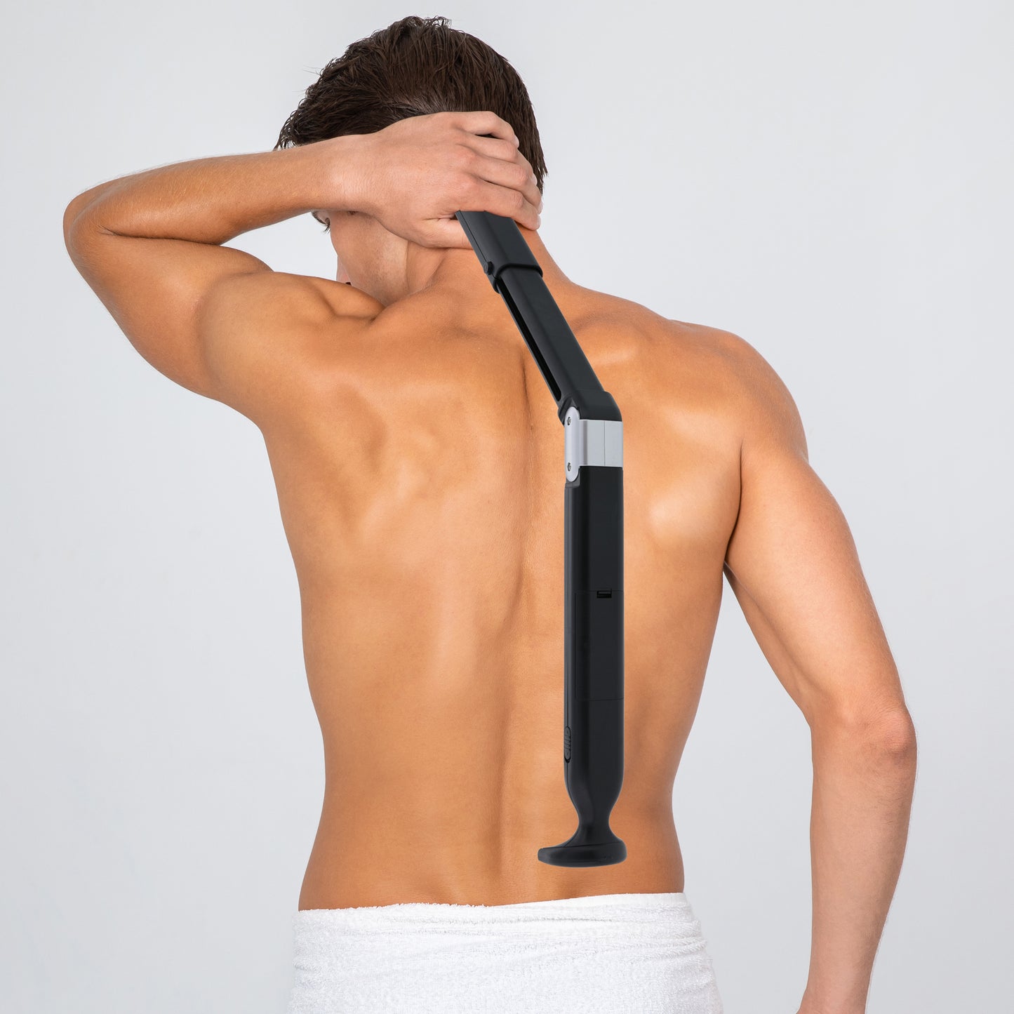 Rechargeable Back Hair Shaver: Stainless Steel Blades, 2 Attachment Heads, 60-min Run Time, Extra Long Reach
