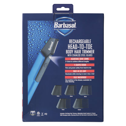 Rechargeable Head-To-Toe Body Hair Trimmer