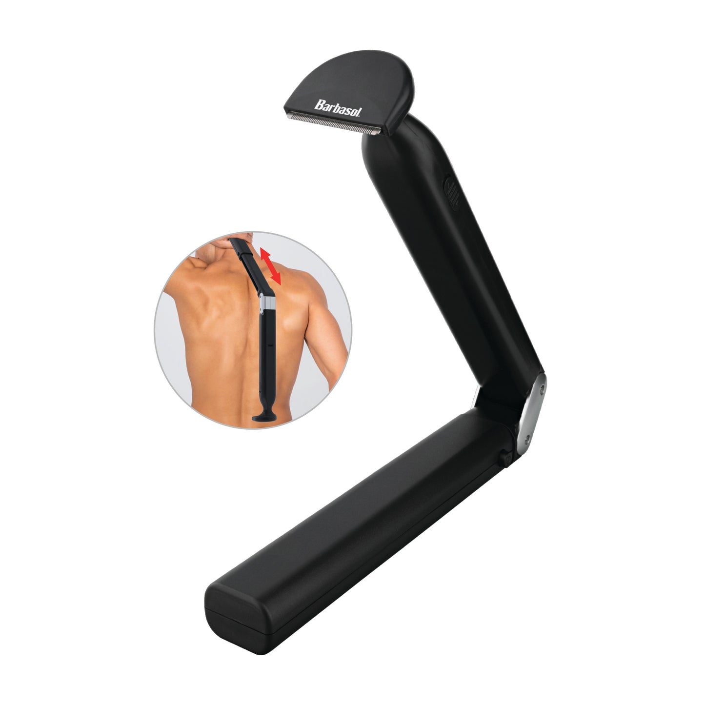 Battery-Powered Back Hair Shaver: Stainless-Steel Blades, Extra Long Reach, and Range Extender